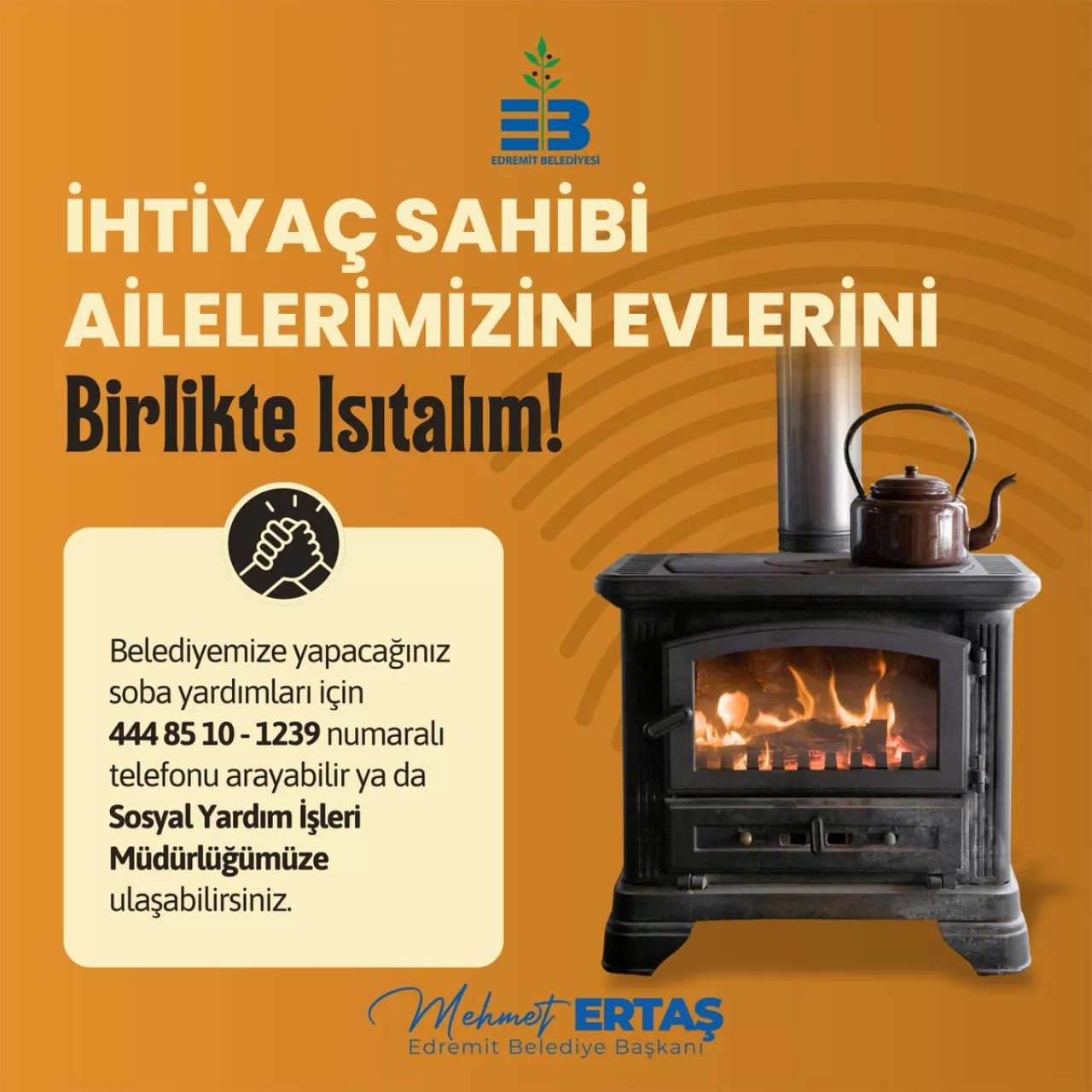 Edremit Belediyesi Kış Öncesi Soba Bağışı Kampanyası Başlattı