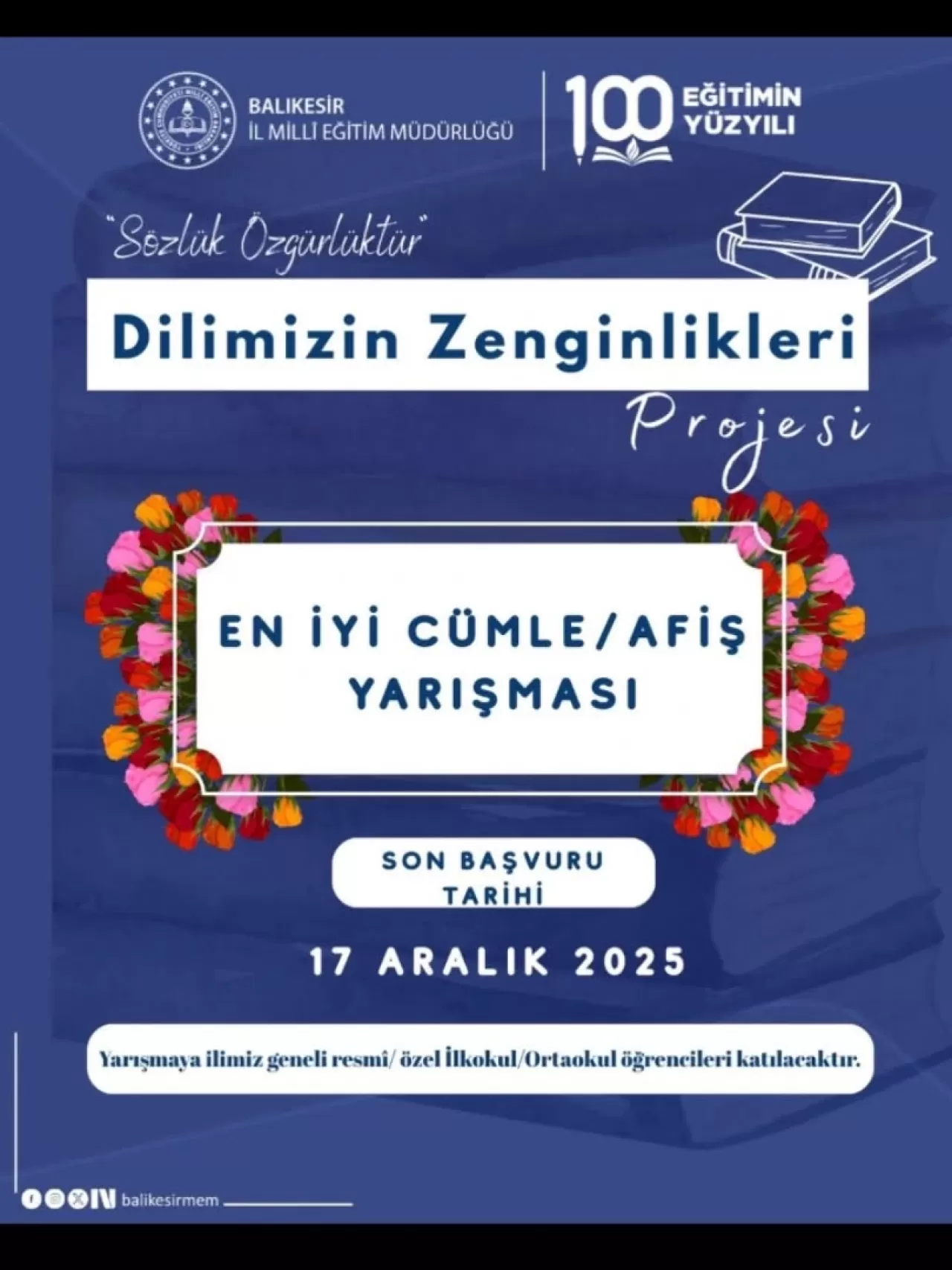 Balya'da Öğrenciler Arası En İyi Cümle Afiş Yarışması Başlıyor