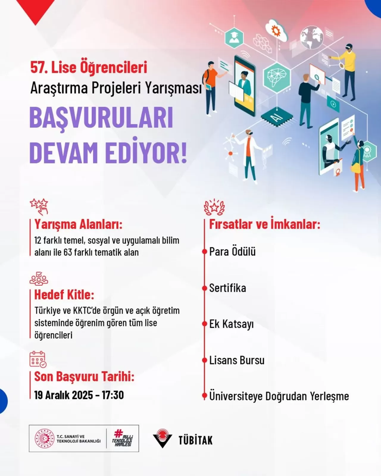 Lise Öğrencileri İçin TÜBİTAK 2204-A Araştırma Projeleri Yarışması Başvuruları Sürüyor