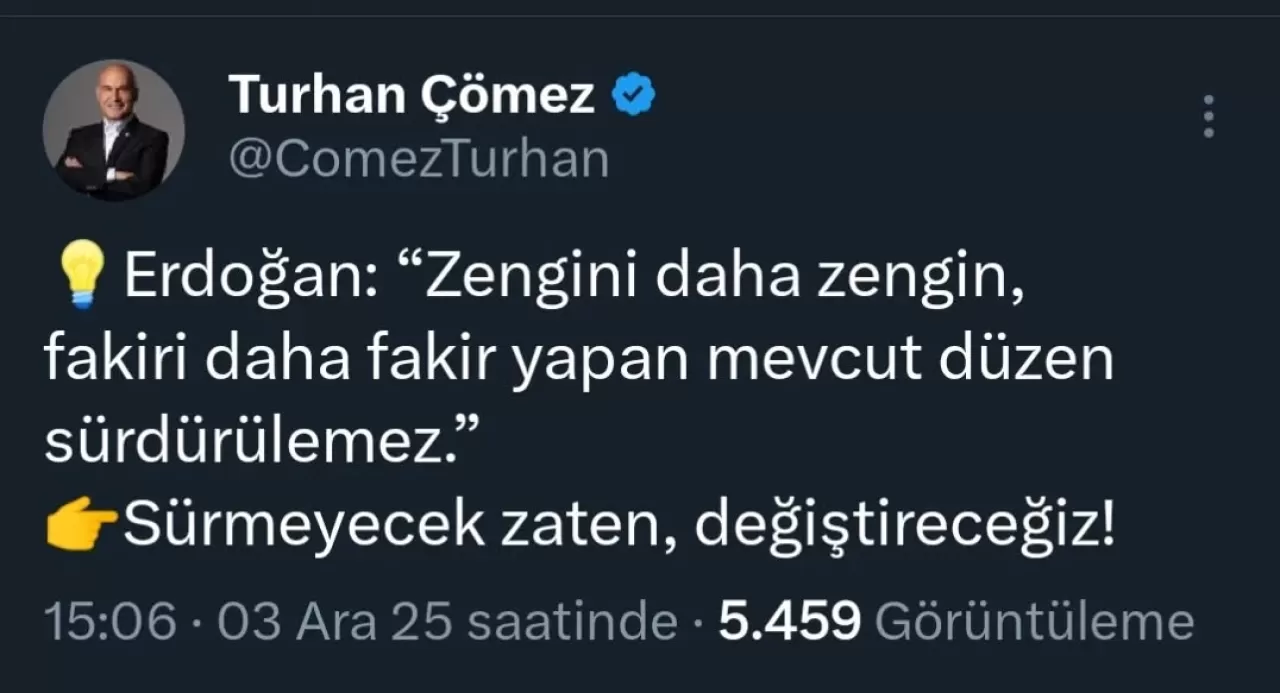 Çömez'den Ekonomi Eleştirisi: Mevcut Düzen Sürdürülemez