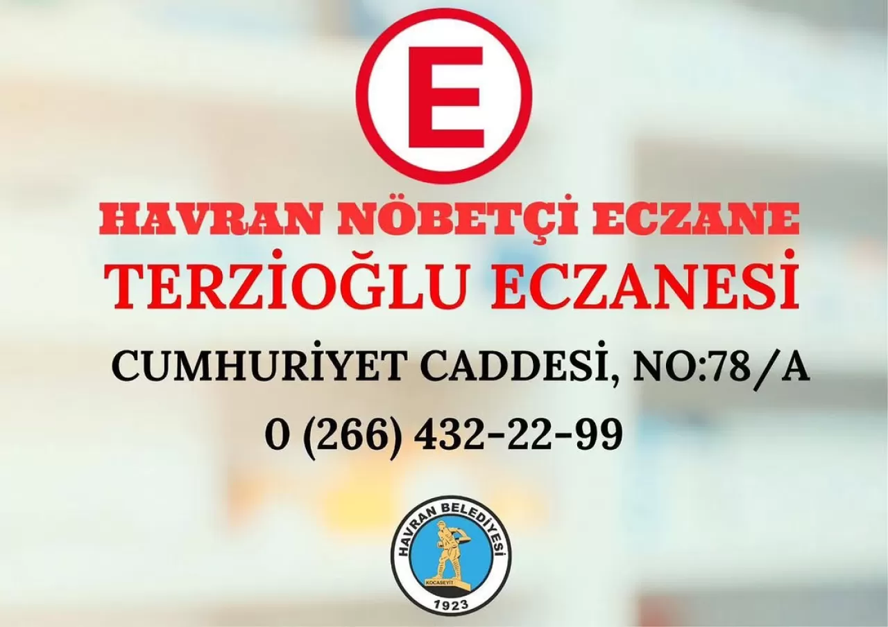 Havran'da Bugün Nöbetçi Eczane Terzioğlu Eczanesi