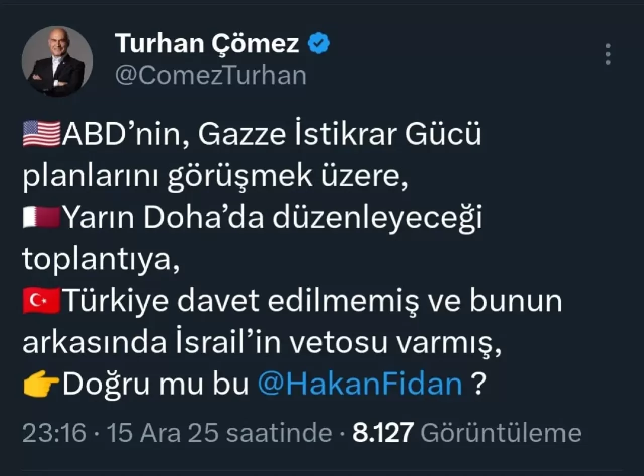 Türkiye, İsrail Vetosu Nedeniyle Doha'daki Gazze Toplantısına Davet Edilmedi