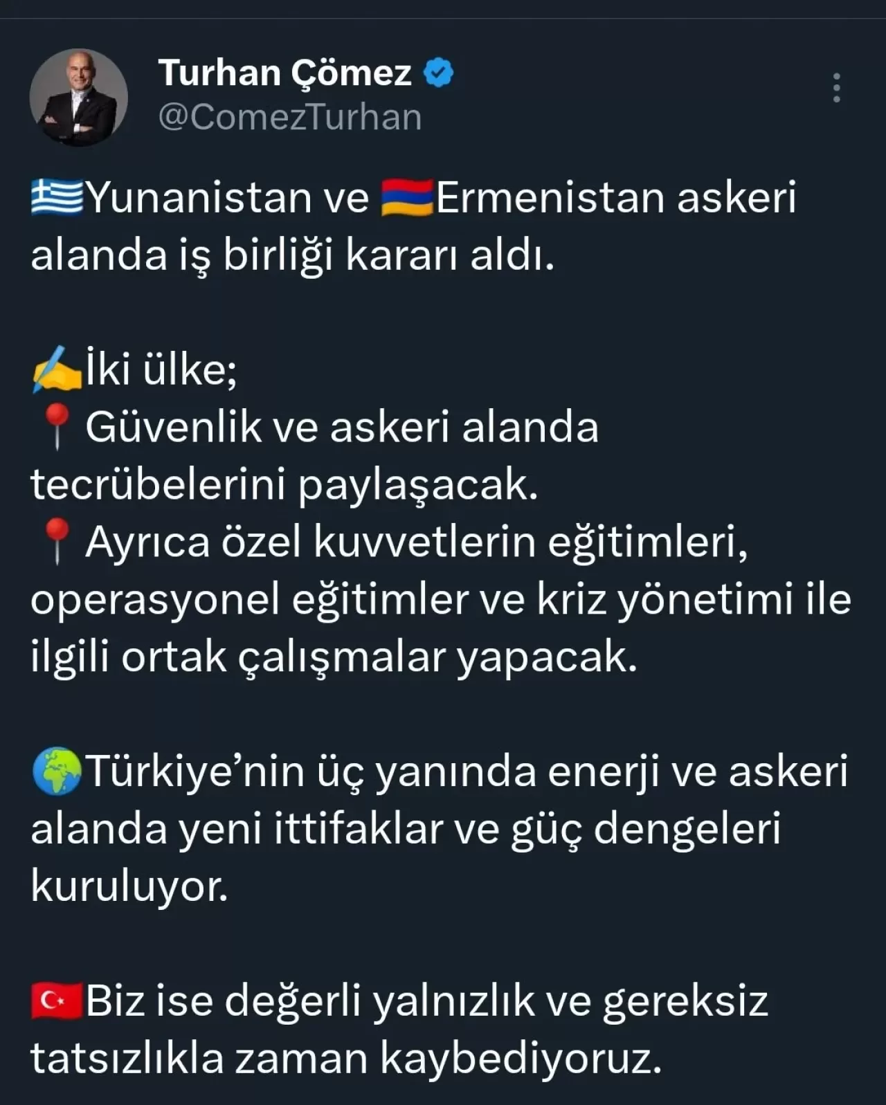 İYİ Partili Çömez'den Yunanistan-Ermenistan Askeri İş Birliği Uyarısı