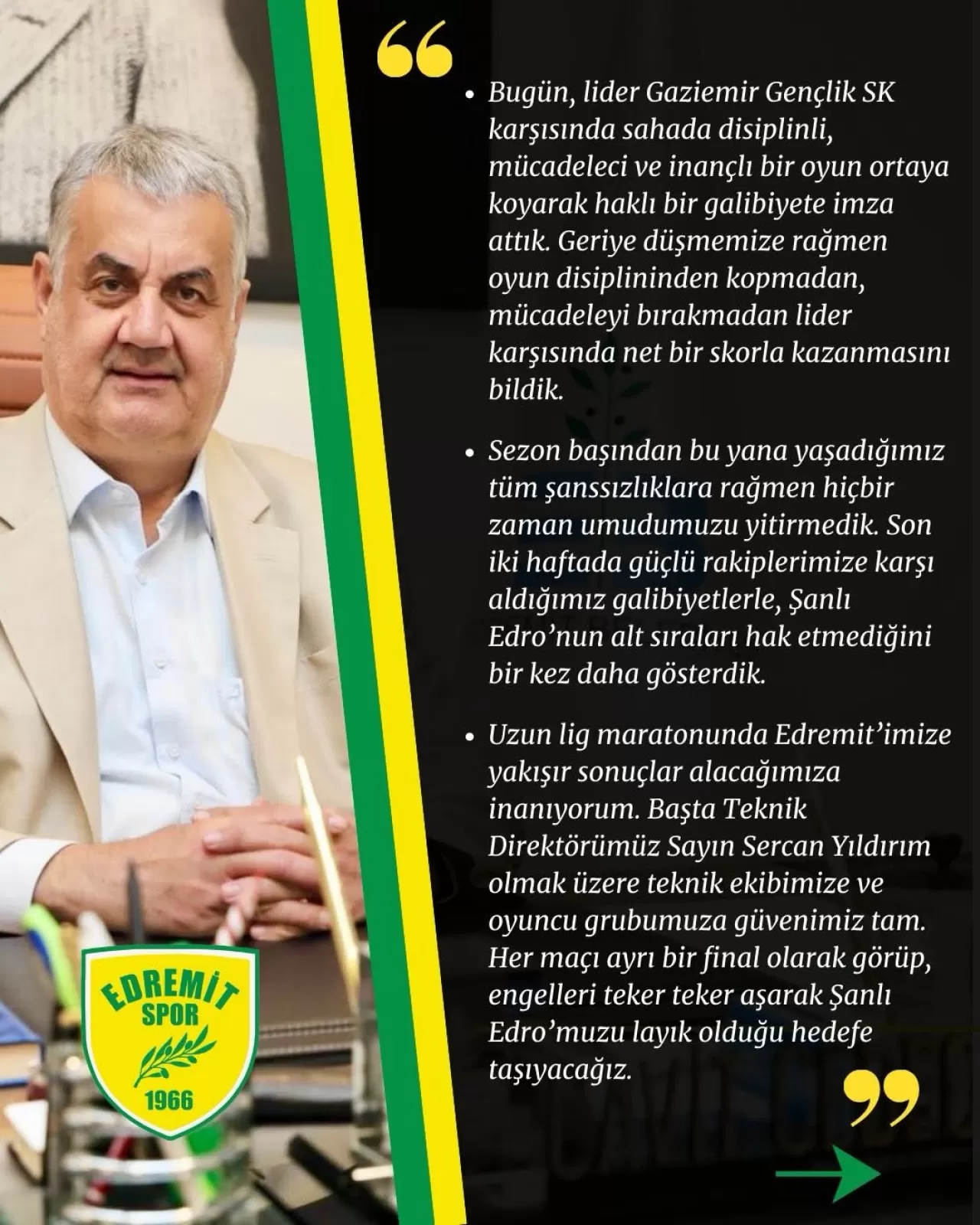 1966 Edremitspor, Lider Gaziemir Gençlik SK'yı Mağlup Etti