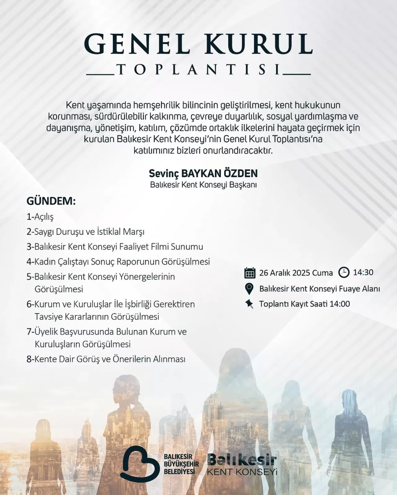 Balıkesir Kent Konseyi, Yeni Dönem Çalışmalarını Görüşmek Üzere Genel Kurula Gidiyor