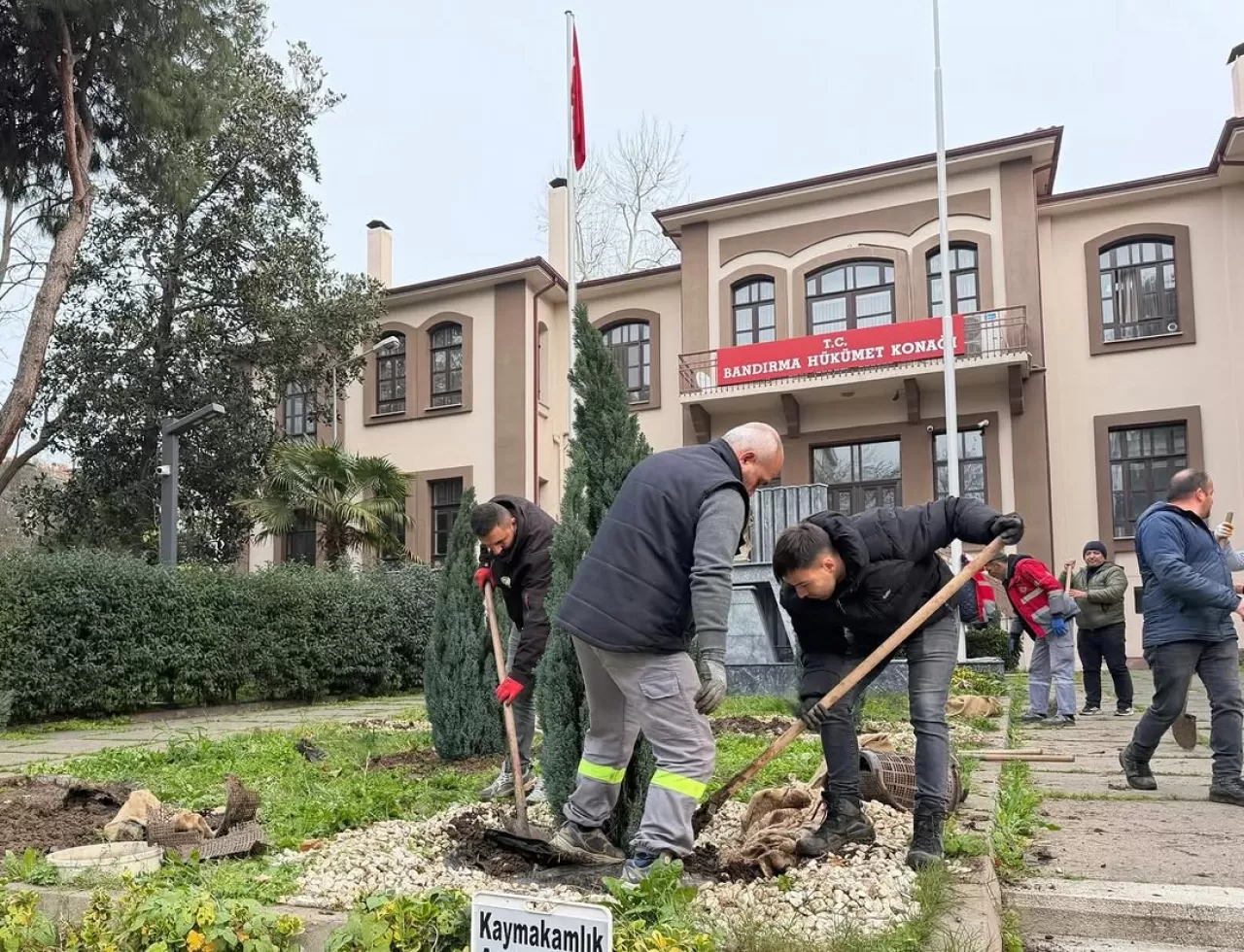 Bandırma Hükümet Konağı'nın Bahçesi Ağaçlandırıldı