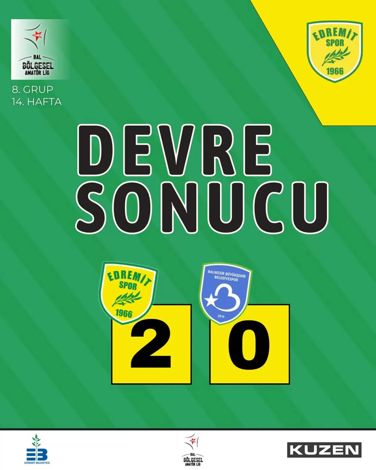 Edremitspor, Devre Arasında Balıkesir Büyükşehir Belediyespor'u Mağlup Etti