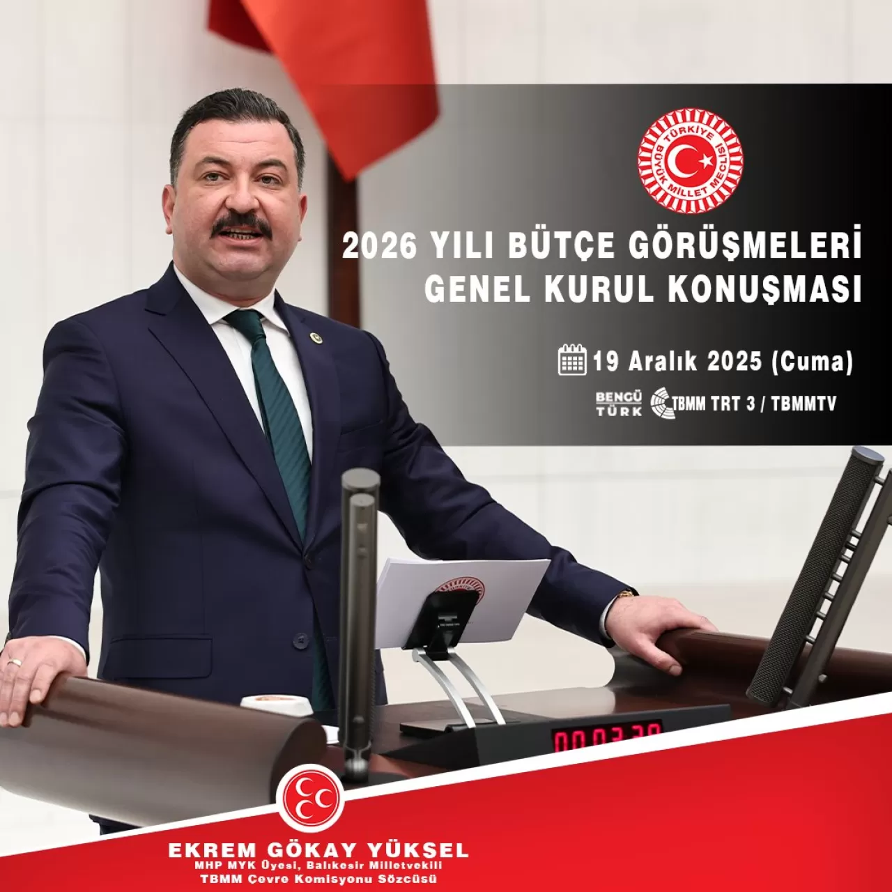 MHP'li Yüksel, 19 Aralık'ta Meclis Kürsüsünde