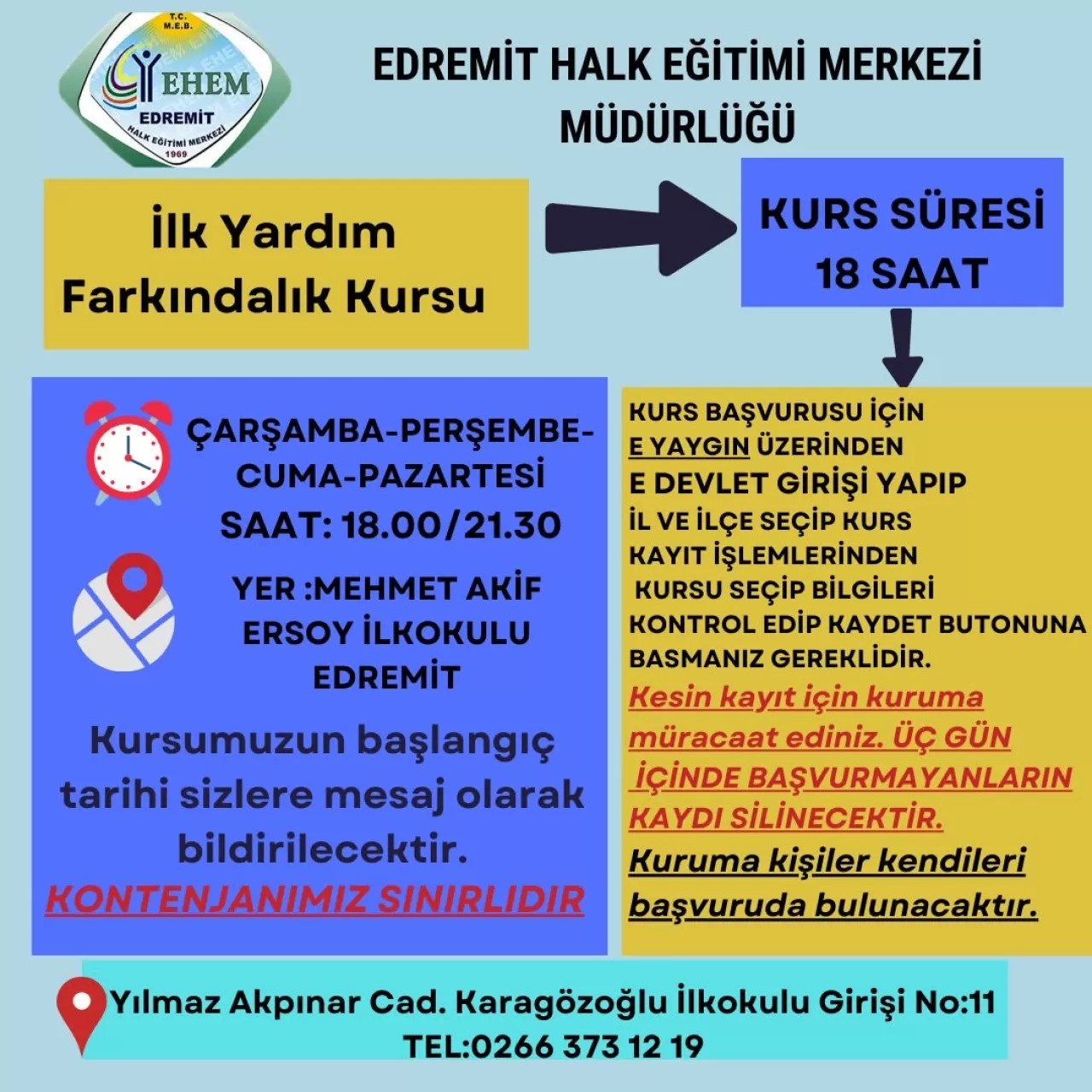 Edremit'te Hayat Boyu Öğrenme İçin Yeni Kurslar Açılıyor