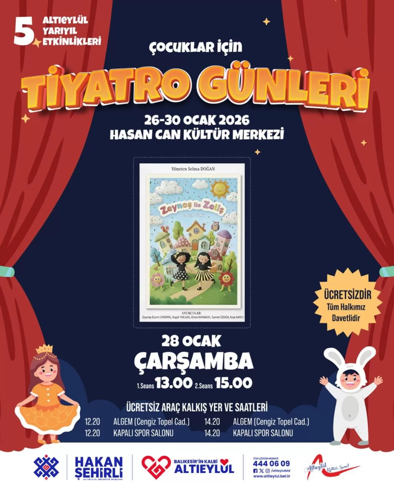 Altıeylül'de Yarıyıl Tatilinde Ücretsiz Tiyatro Şöleni