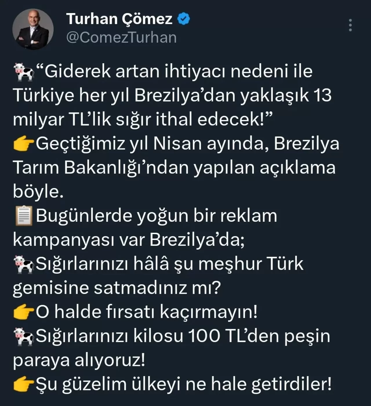 Türkiye'nin Brezilya'dan Yıllık 13 Milyar TL'lik Sığır İthalatı