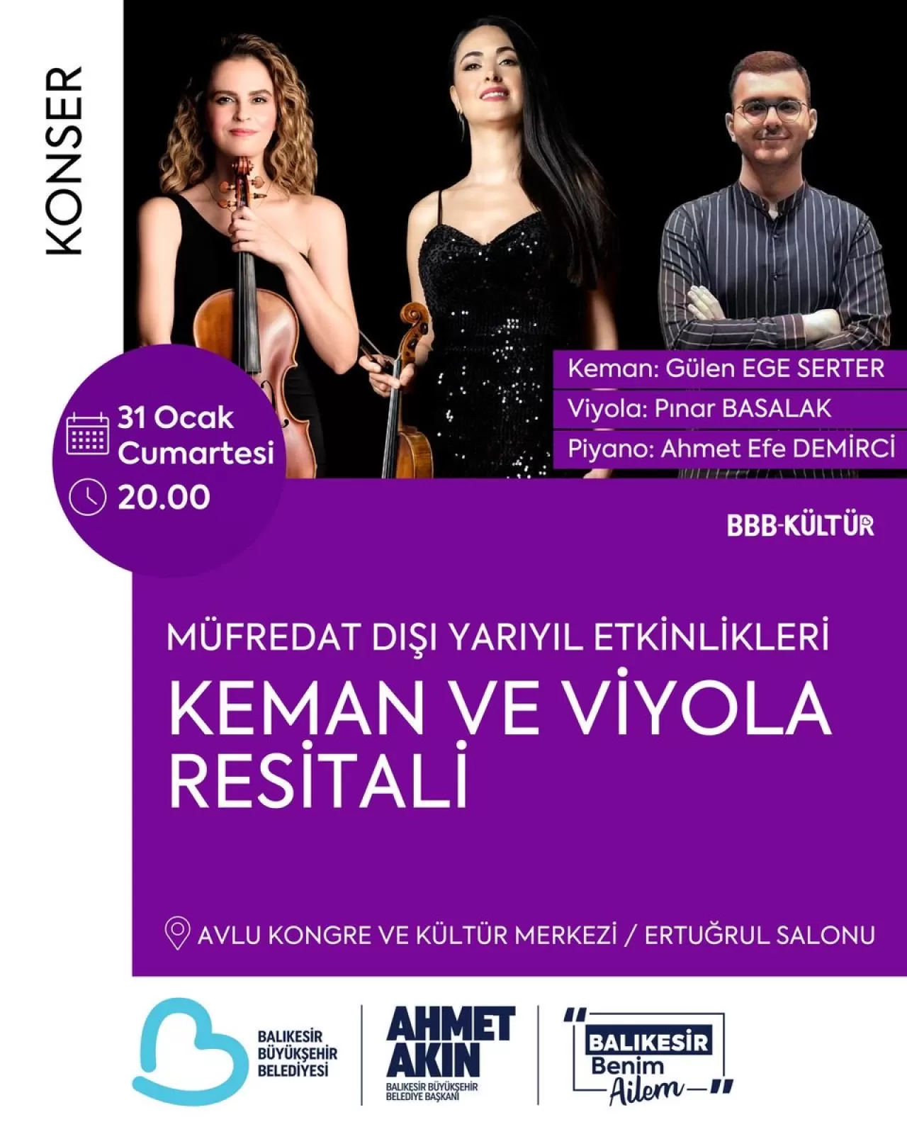 Balıkesir'de Keman ve Viyola Resitali: Müziğin Zarif Uyumu Sahnelenecek