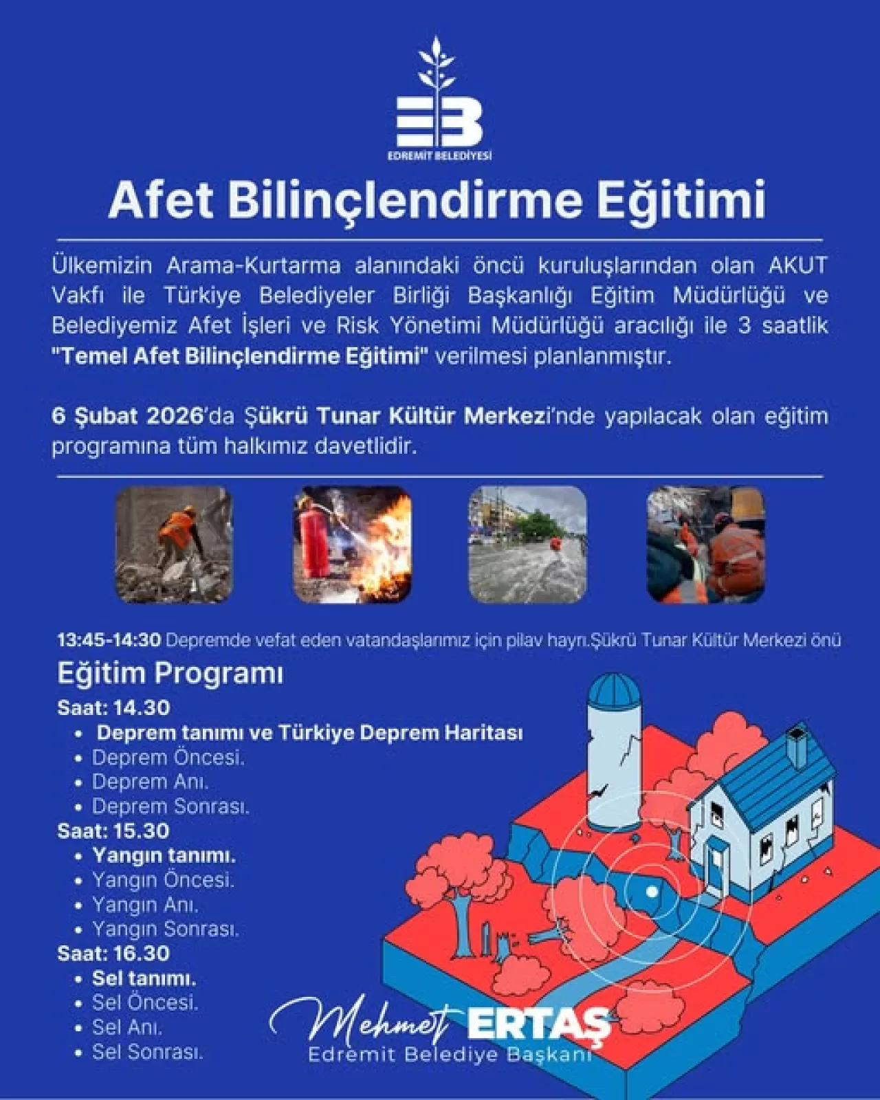 Edremit'te Temel Afet Bilinçlendirme Eğitimi Düzenlenecek