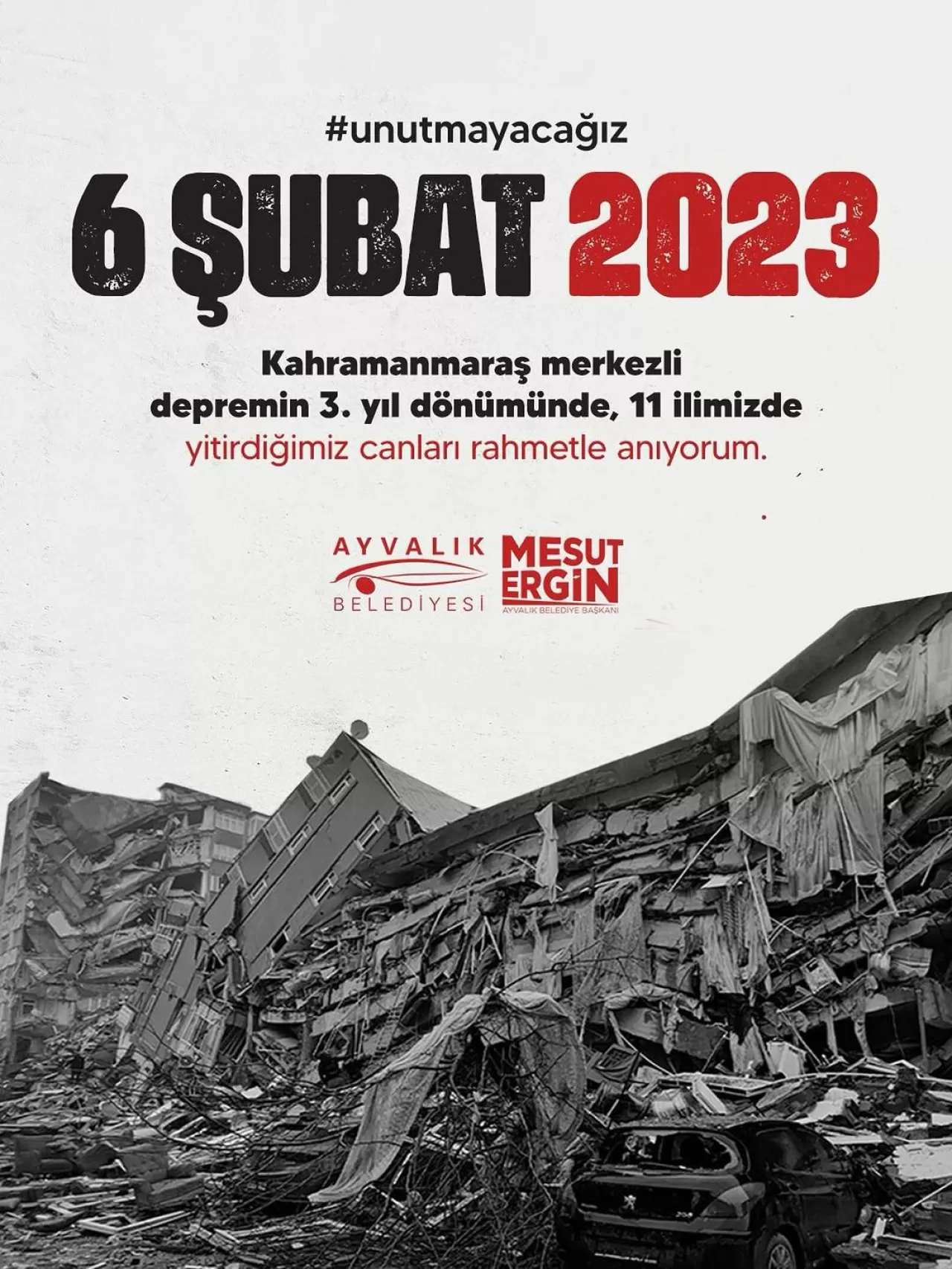 Ayvalık Belediye Başkanı'ndan Deprem Anma Mesajı