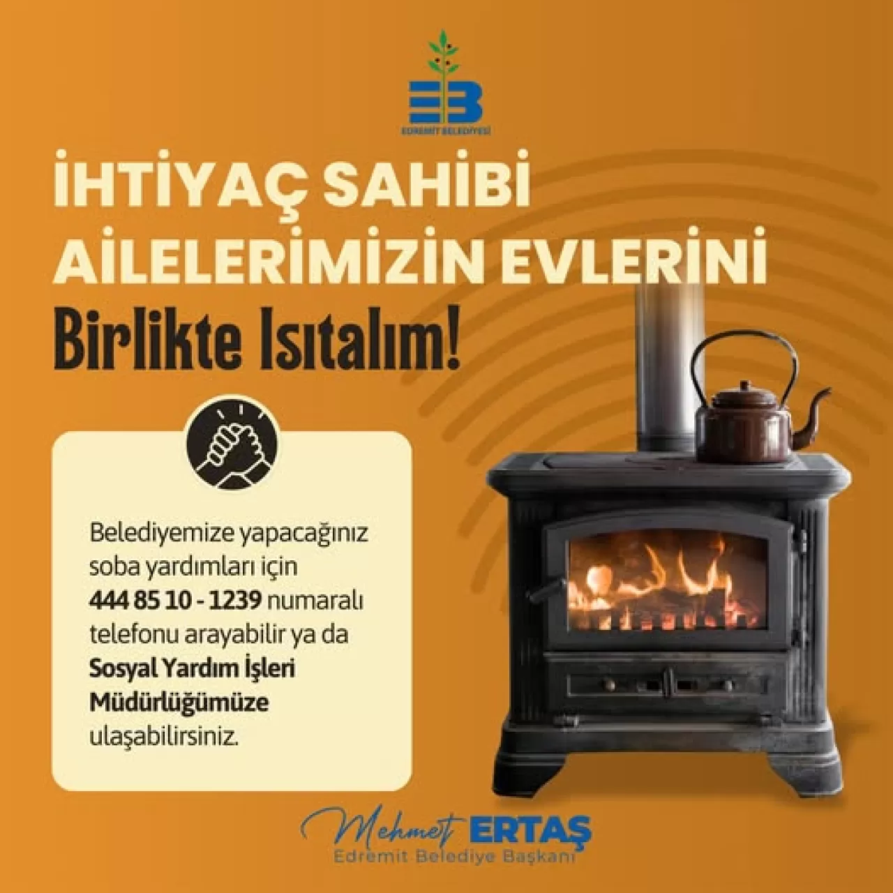 Edremit Belediyesi'nden Soba Bağışı Çağrısı