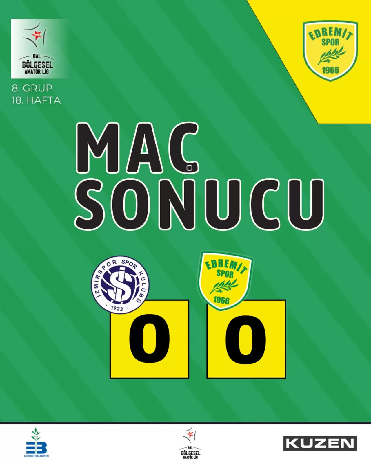 İzmirspor ve 1966 Edremitspor Berabere Kaldı