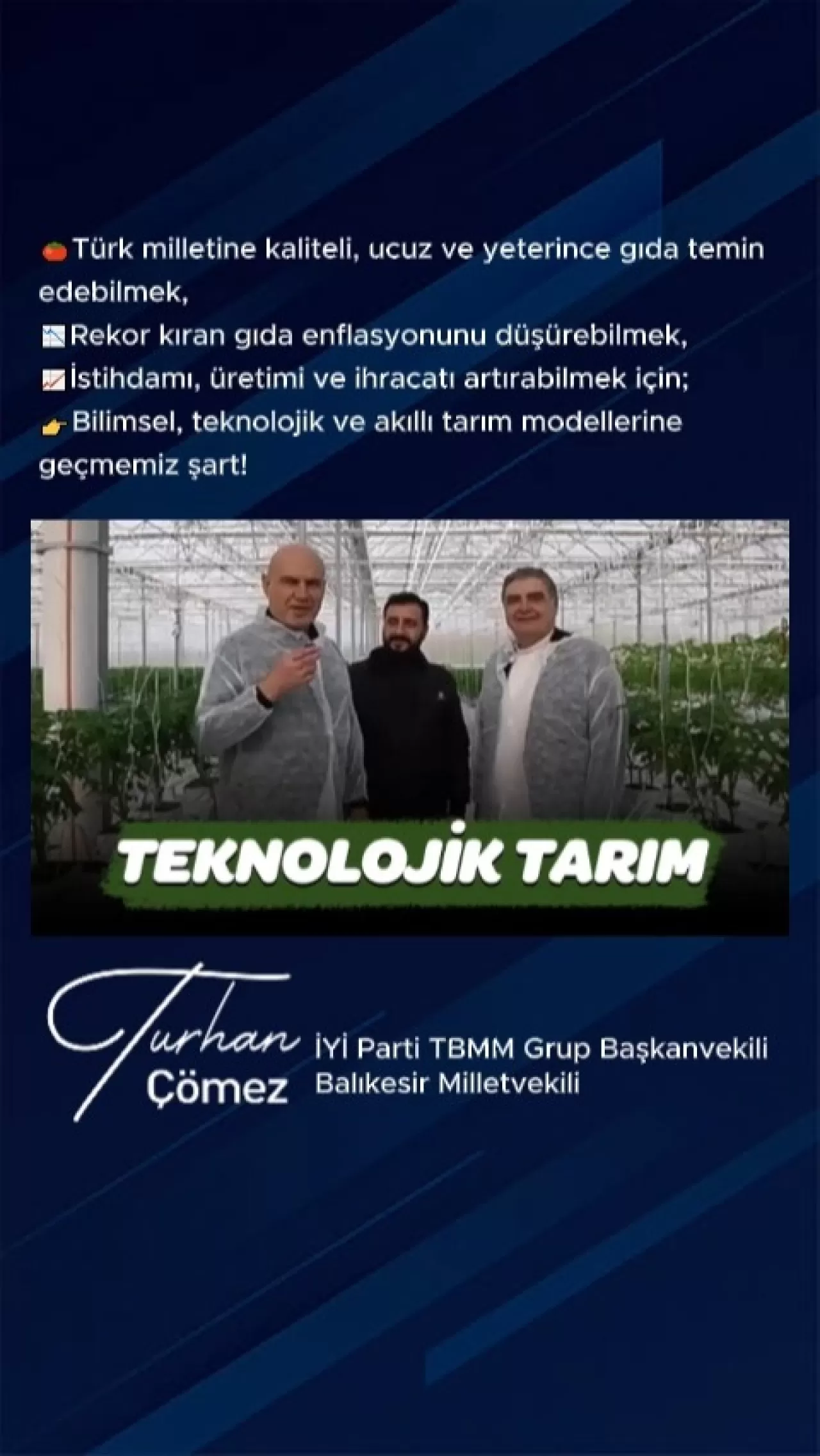 İYİ Partili Çömez: Gıda Enflasyonuyla Mücadelede Akıllı Tarım Şart