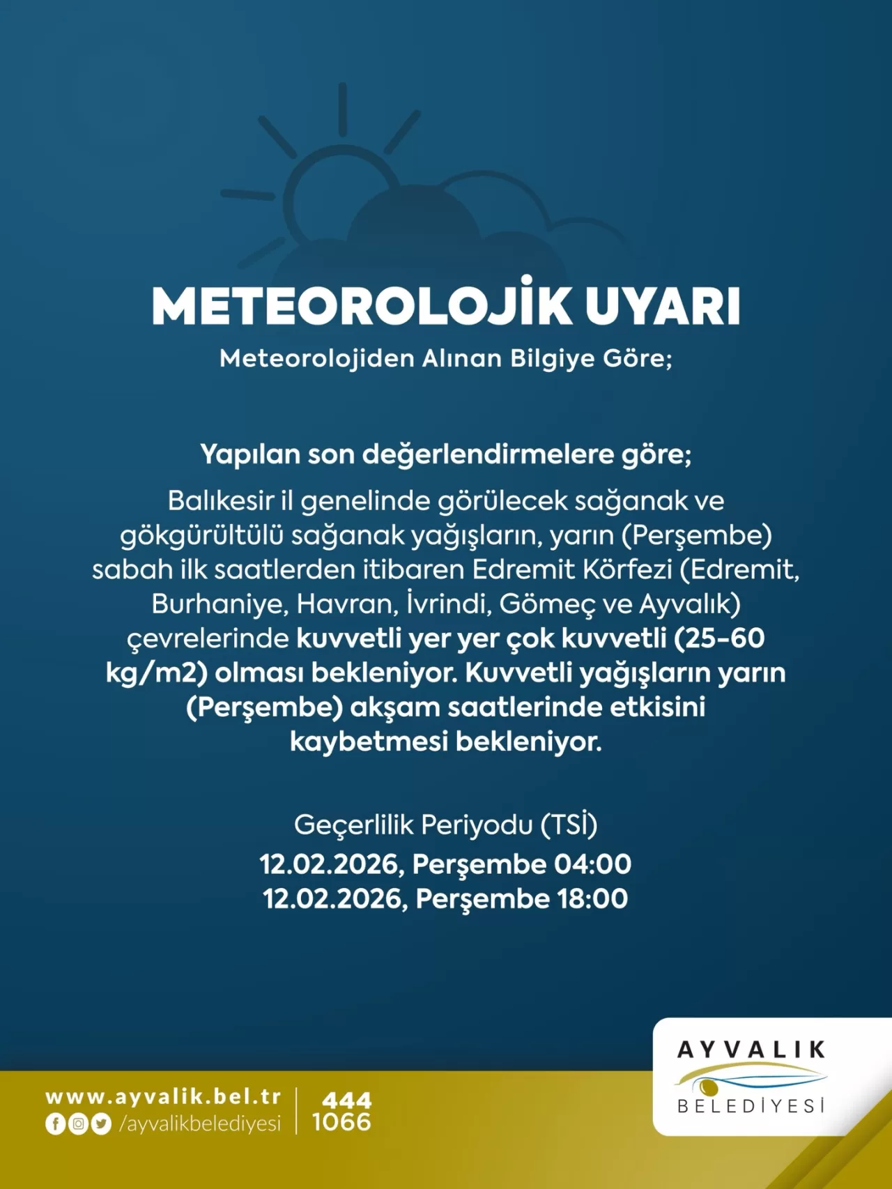 Ayvalık'ta Meteorolojik Uyarı: Sağanak ve Fırtına Bekleniyor