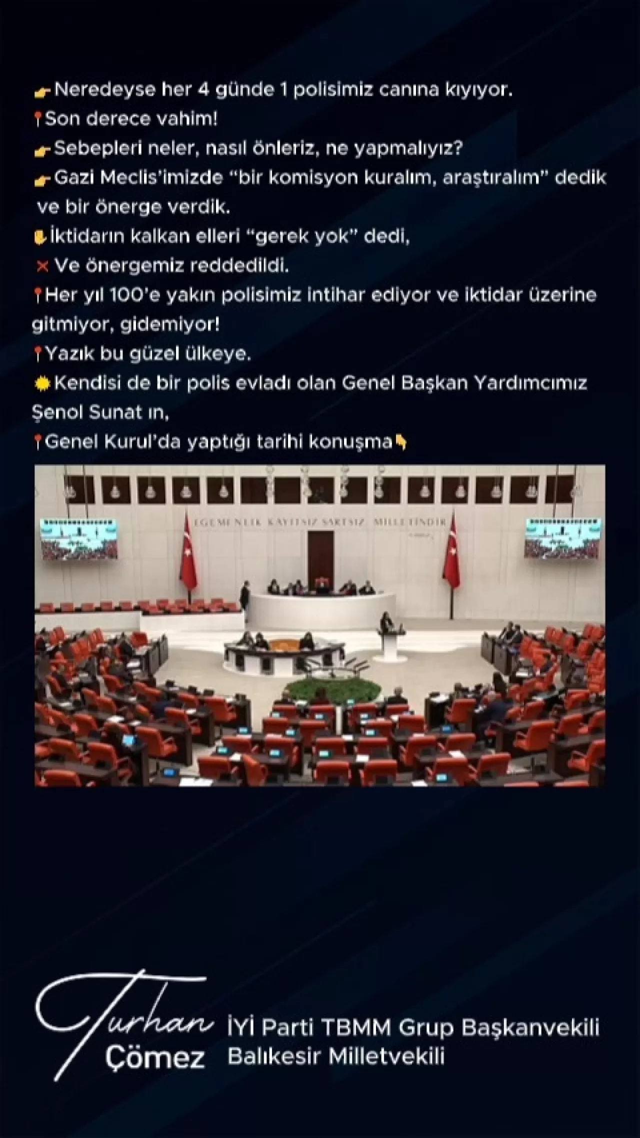 İYİ Parti Milletvekili'nden Polis İntiharlarına İlişkin Çağrı: Meclis Araştırması Önergesi Reddedildi