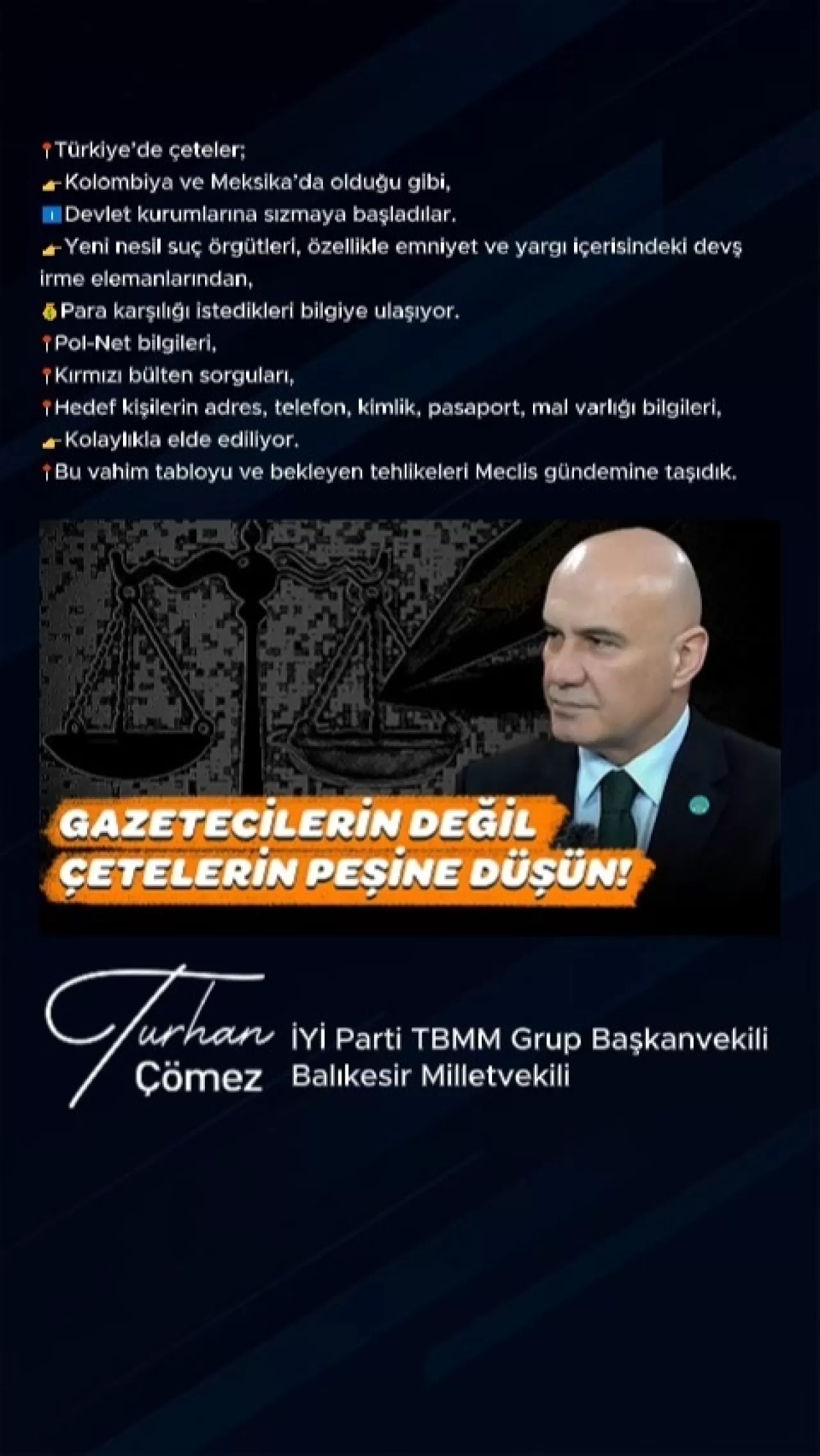 İyi Partili Çömez'den Çete Sızması Uyarısı