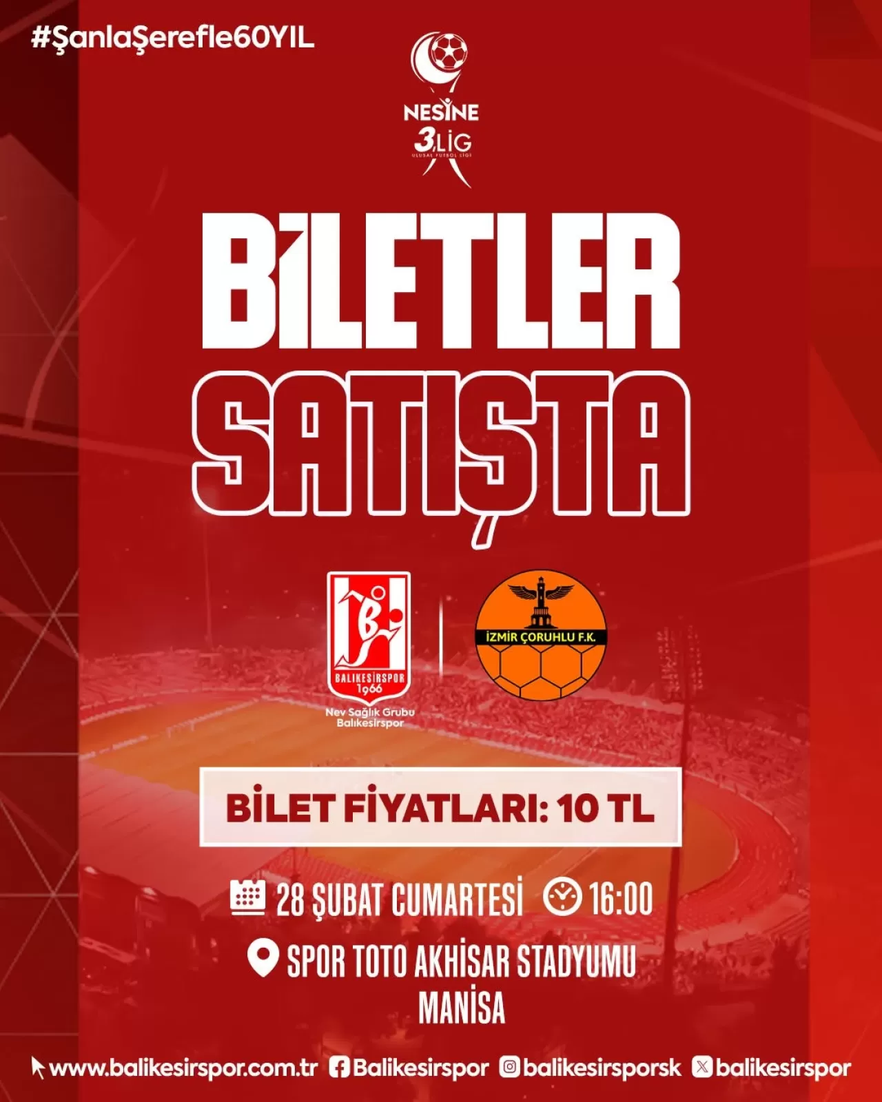 Balıkesirspor - Çoruhlu FK Maçı Biletleri Satışta