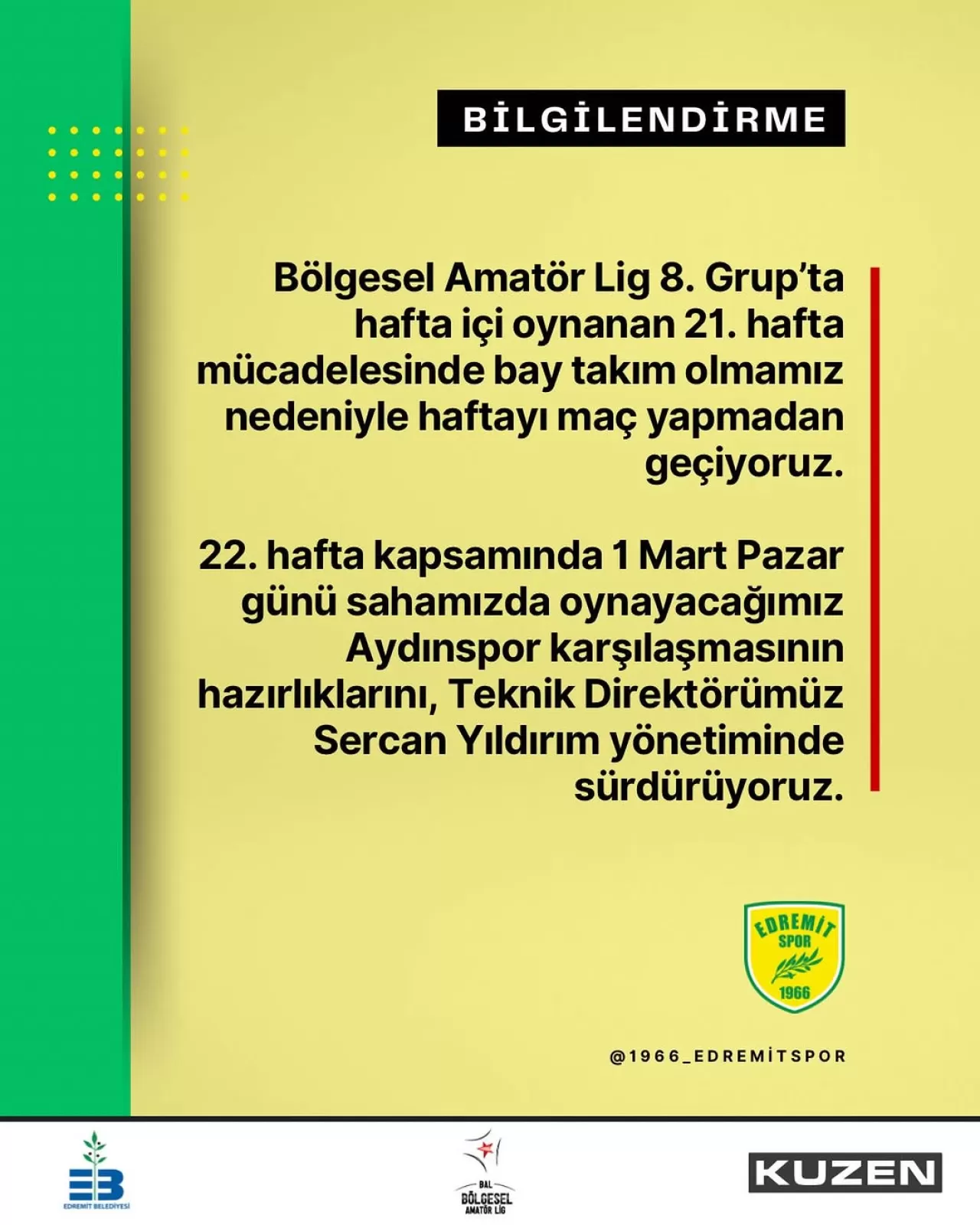 Edremitspor, Aydınspor Maçına Hazırlanıyor