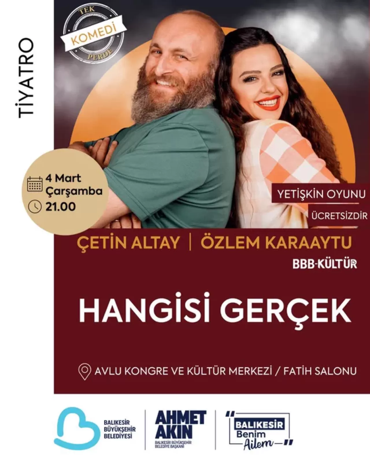 Balıkesir'de Ücretsiz Tiyatro Şöleni: Hangisi Gerçek ile Kahkaha Dolu Bir Akşam