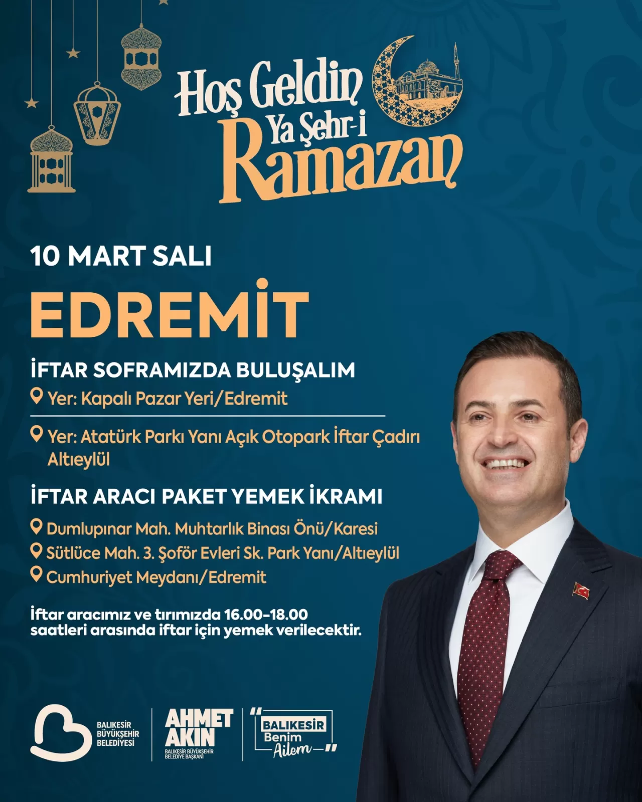 Belediye Başkanı Ahmet Akın'dan Edremit'te İftar Daveti