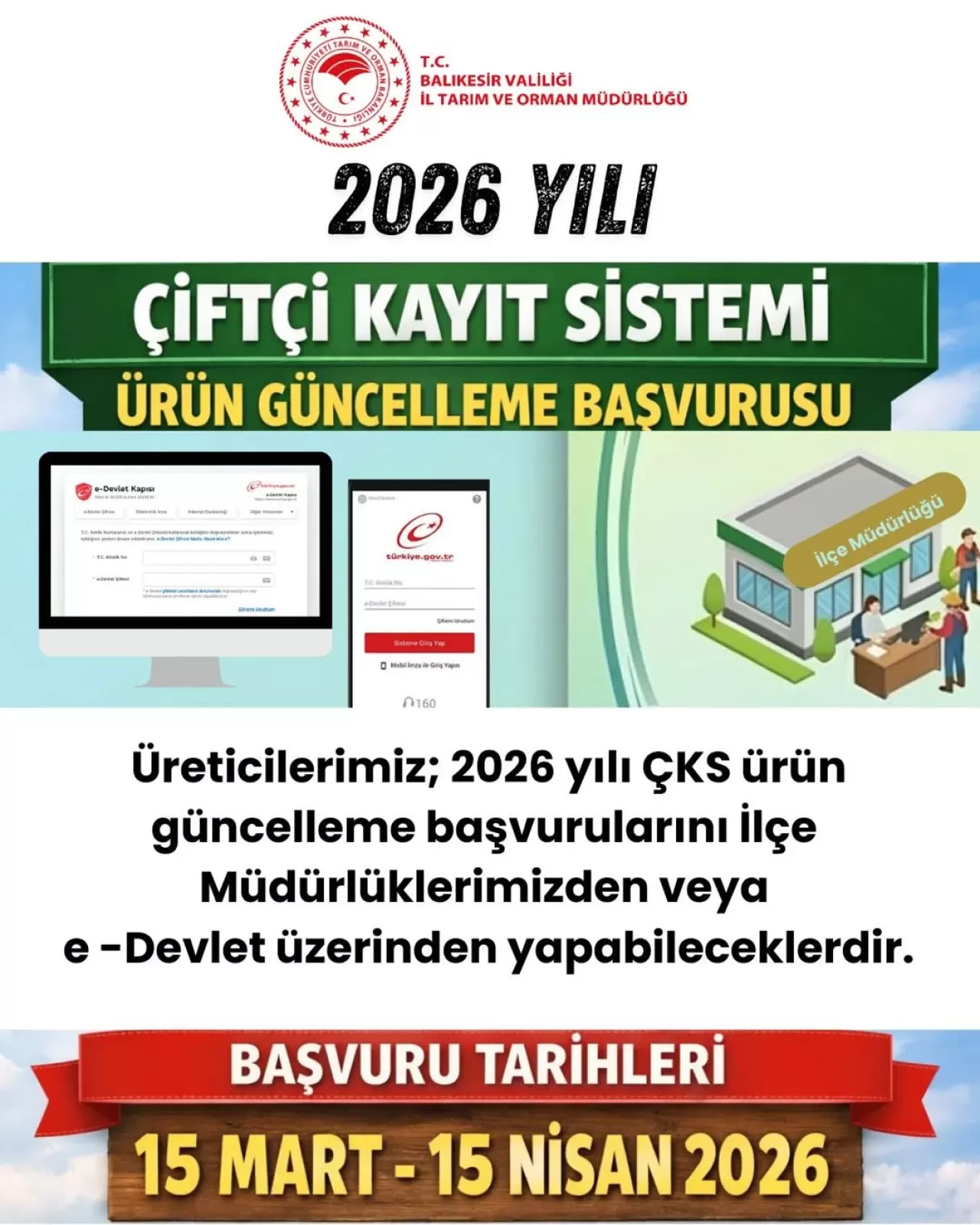 Balıkesir'de 2026 ÇKS Ürün Güncelleme Başvuruları Başlıyor