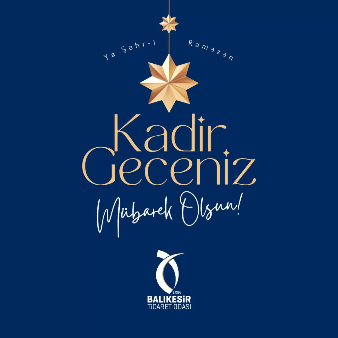 Balıkesir Ticaret Odası'ndan Kadir Gecesi Mesajı