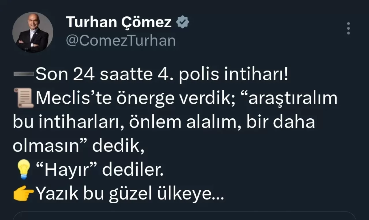 Son 24 Saatteki 4. Polis İntiharının Ardından Meclis'ten 'Araştıralım' Önergesine Ret