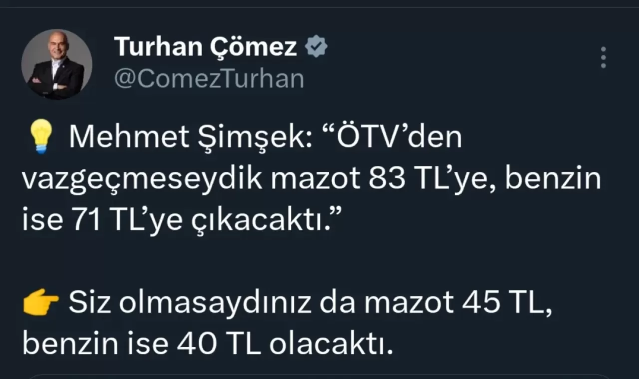 Milletvekili Çömez'den Şimşek'e Yanıt: "Siz Olmasaydınız da Fiyatlar Düşük Olacaktı"