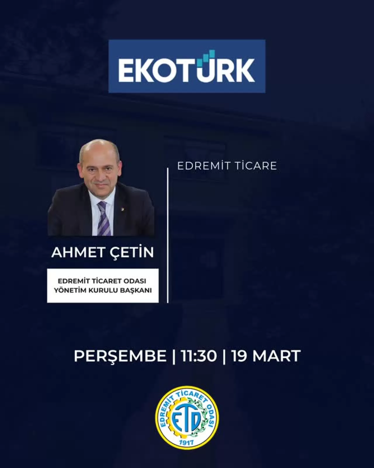 Edremit Ticaret Odası Başkanı Ahmet Çetin, Televizyon Programına Konuk Oluyor