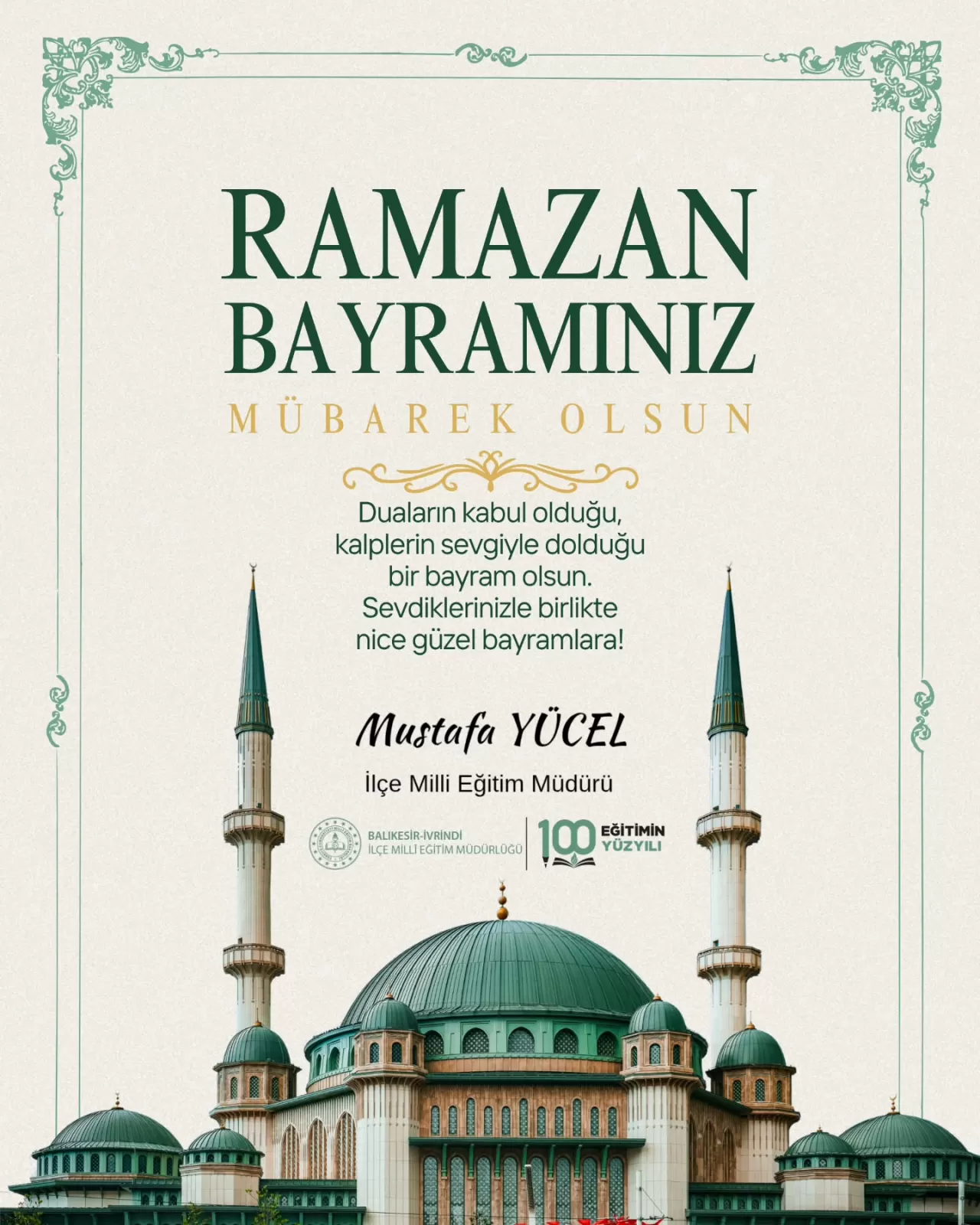 İvrindi'de Eğitim Camiasına Ramazan Bayramı Mesajı