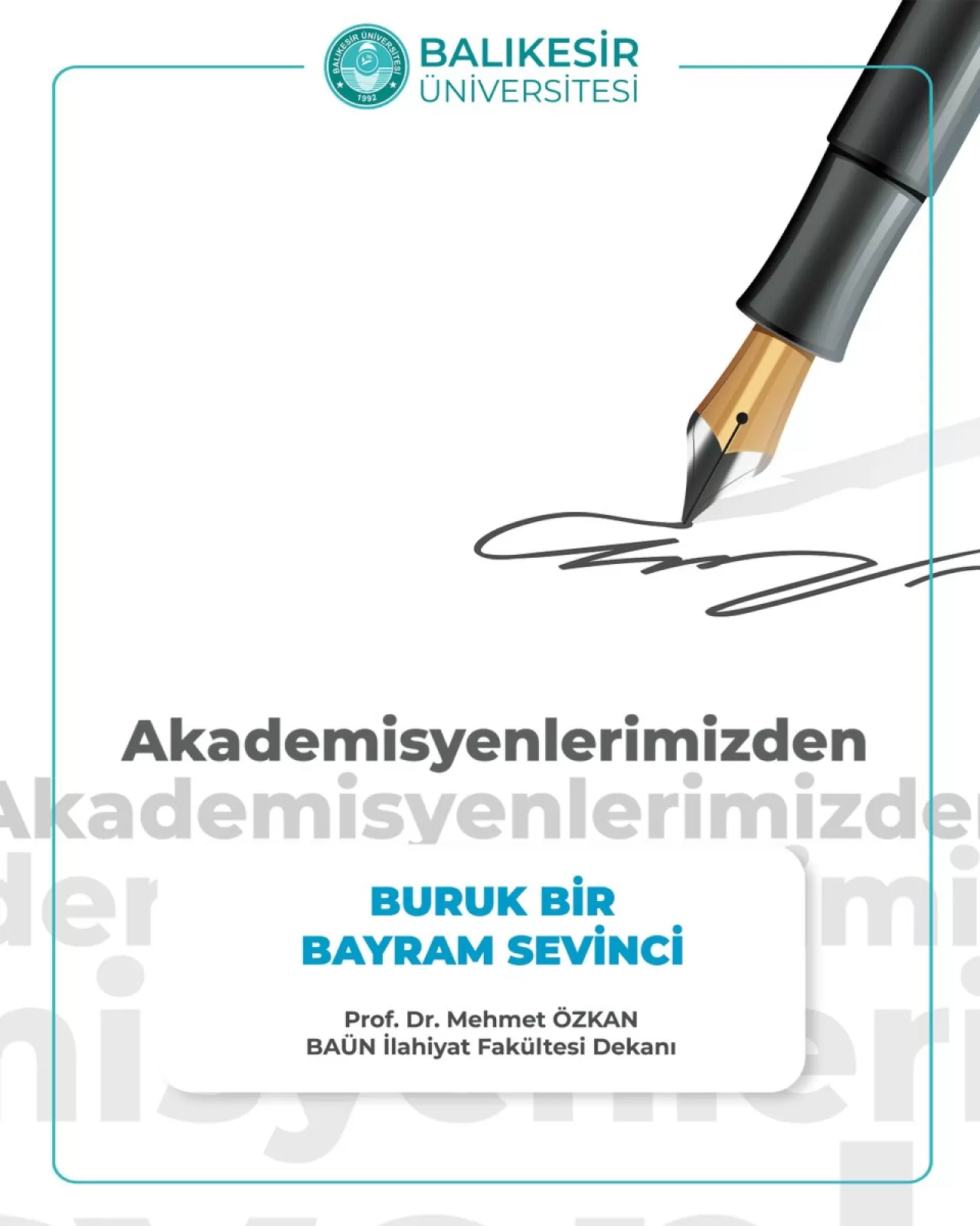 Prof. Dr. Mehmet Özkan'dan Buruk Bayram Sevinci