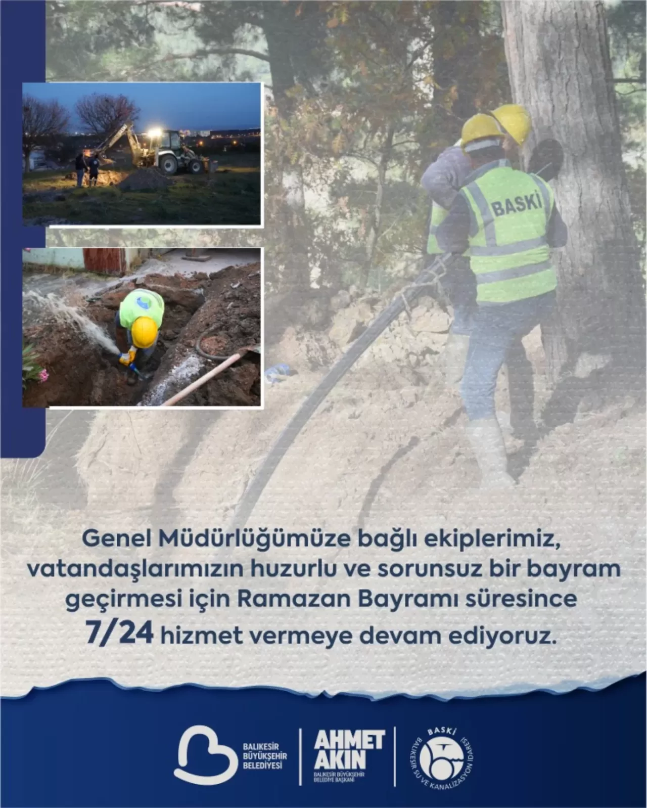 BASKİ, Ramazan Bayramı'nda 7/24 Hizmet Verecek