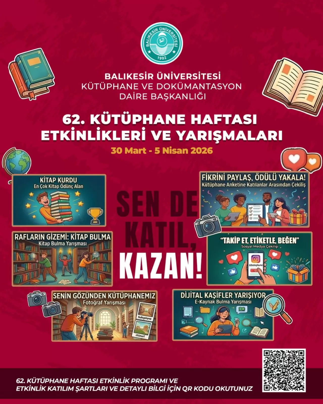 Balıkesir Üniversitesi'nde 62. Kütüphane Haftası Etkinlikleri