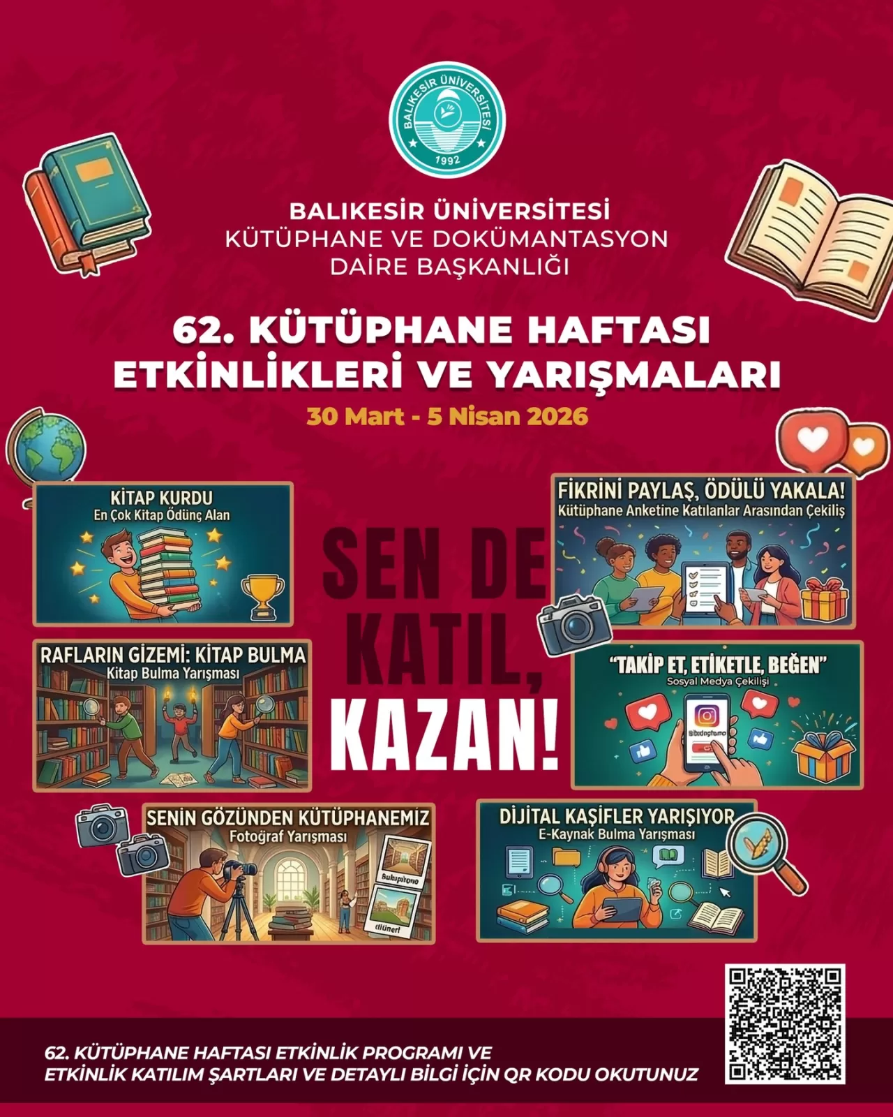 Balıkesir Üniversitesi 62. Kütüphane Haftası Etkinliklerini Duyurdu