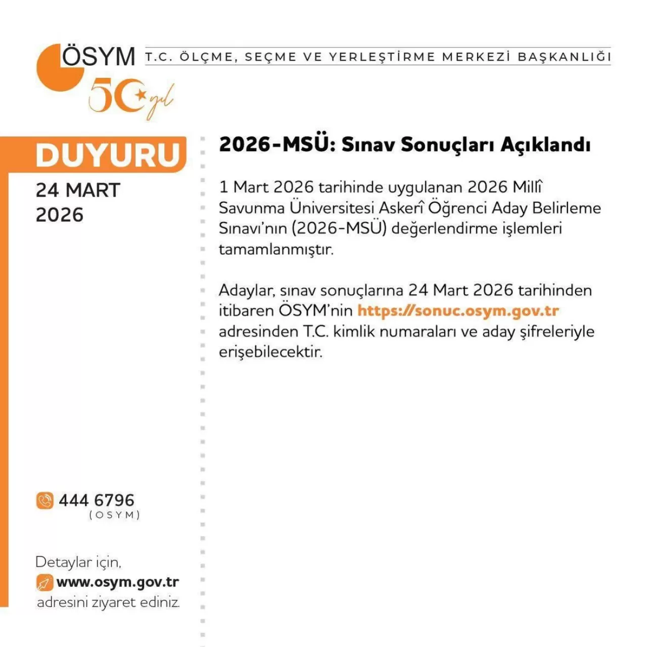 2026 MSÜ Sınav Sonuçları Açıklandı