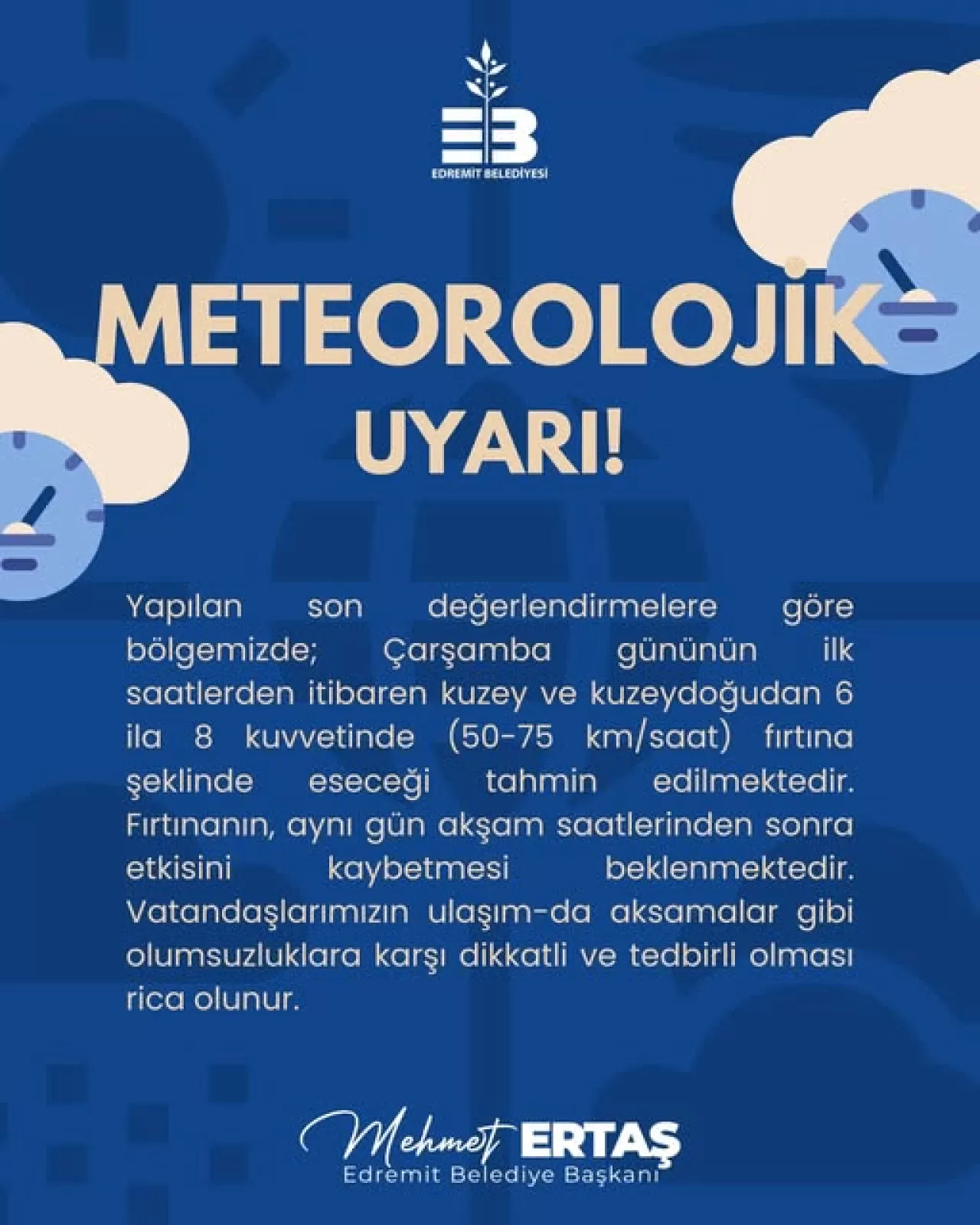 Edremit Belediyesi Meteorolojik Uyarıya Karşı Seferber Oldu