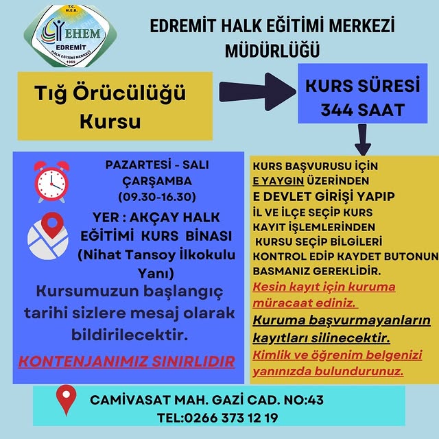 Edremit'te Tığ Örücülüğü Kursu Açılıyor