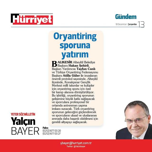 Altıeylül Belediyesi ve Oryantiring Federasyonu El Ele