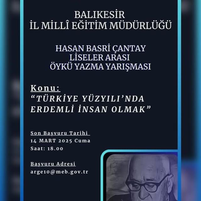 Türkiye Yüzyılında Erdemli İnsan Olmak: Hasan Basri Çantay Öykü Yarışması Başlıyor