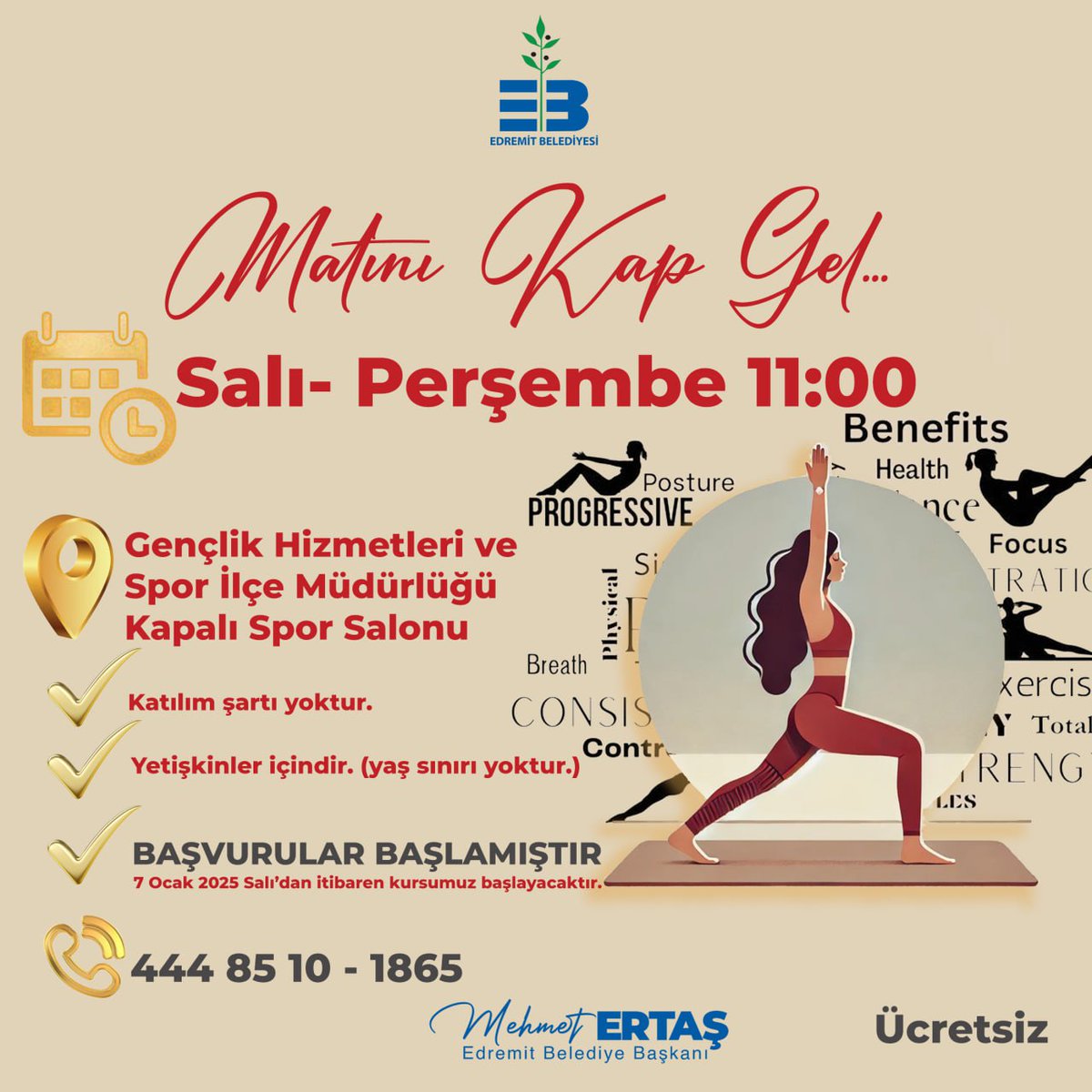 Edremit Belediyesi'nden Ücretsiz Pilates Kursu İmkanı