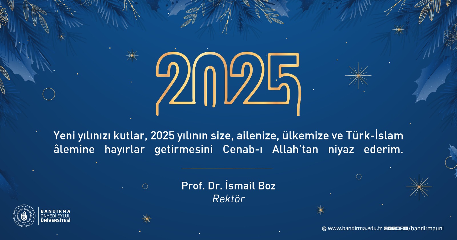 Bandırma 17 Eylül Üniversitesi Rektöründen Yeni Yıl Mesajı