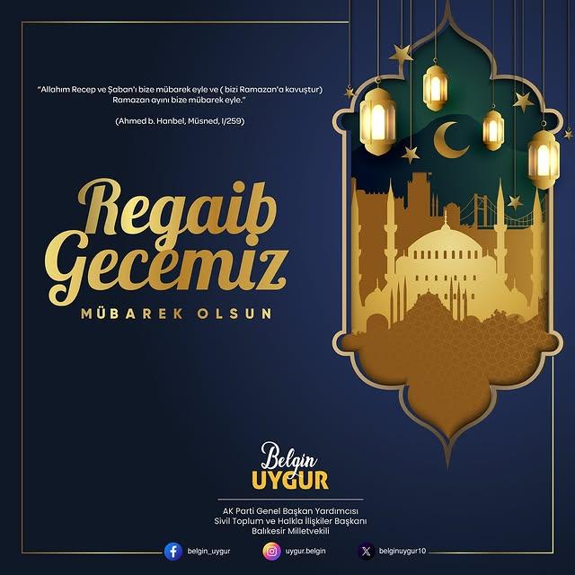 Regaip Gecesi Dualarla Karşılandı