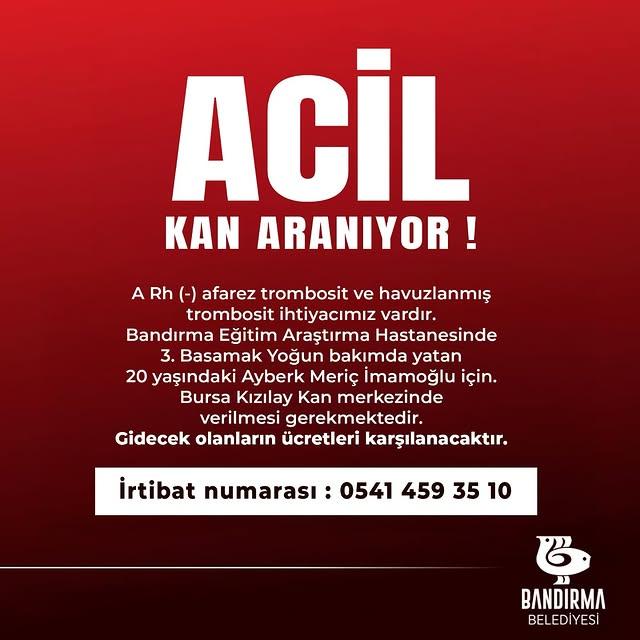 Bandırma'da Ayberk İçin Acil Kan Bağışı Çağrısı