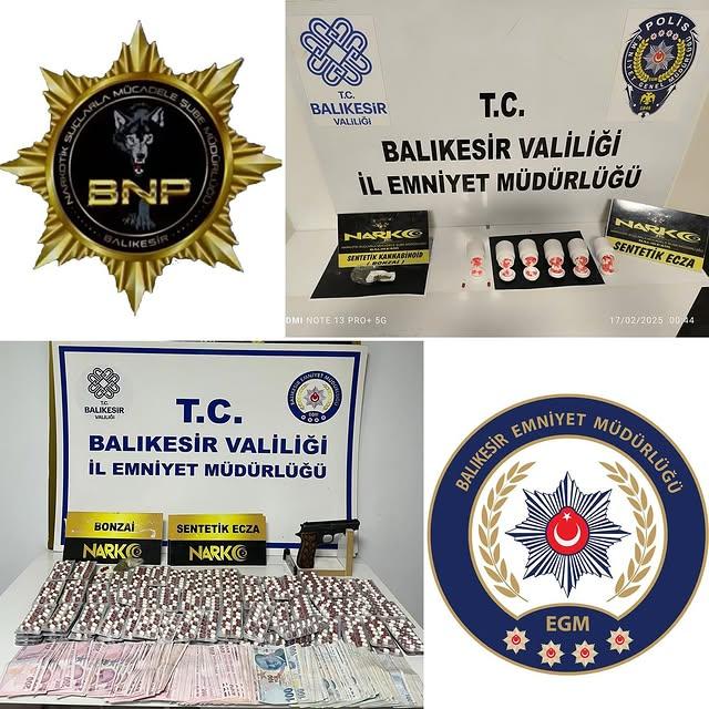 Balıkesir'de Uyuşturucu Operasyonu: Çok Sayıda Sentetik Hap ve Silah Ele Geçirildi