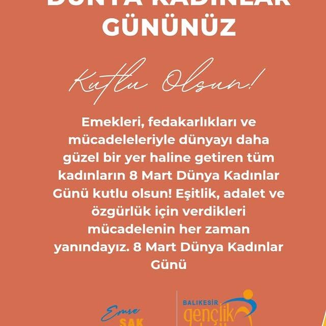 Ak Gençlik Ayvalık'tan 8 Mart Dünya Kadınlar Günü Mesajı