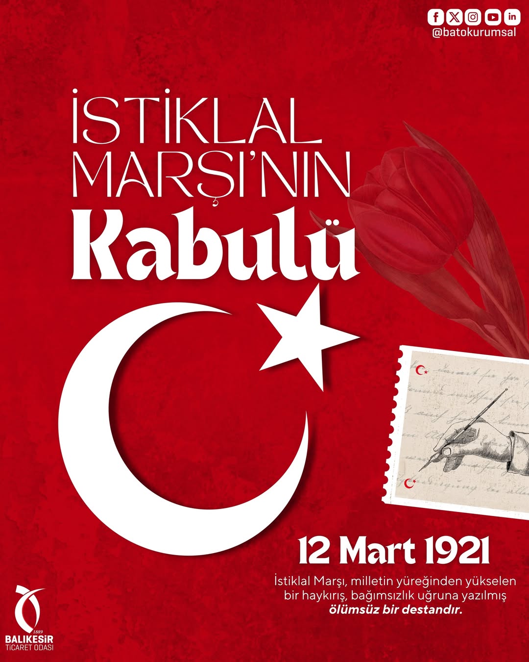 12 Mart İstiklal Marşı'nın Kabulü ve Mehmet Akif Ersoy'u Anma Günü